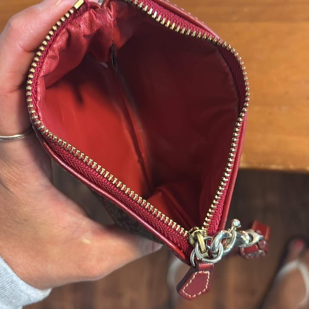 Dooney & Bourke Brown and Red Wristlet Pouch - Picture 2 of 5